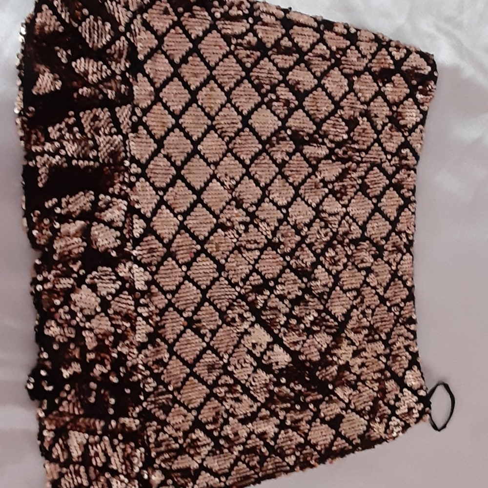Rose gold sequin mini skirt